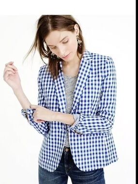 J.Crew Blue Gingham Blazer – Size 4